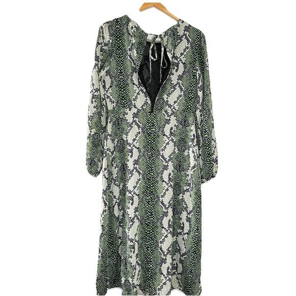 NWT Anthropologie‎ Glamorous Green Snakeskin Print Midi Dress Size Medium - Picture 6 of 15